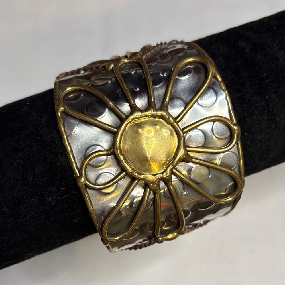 Gold and Silver Sunburst Cuff Bracelet